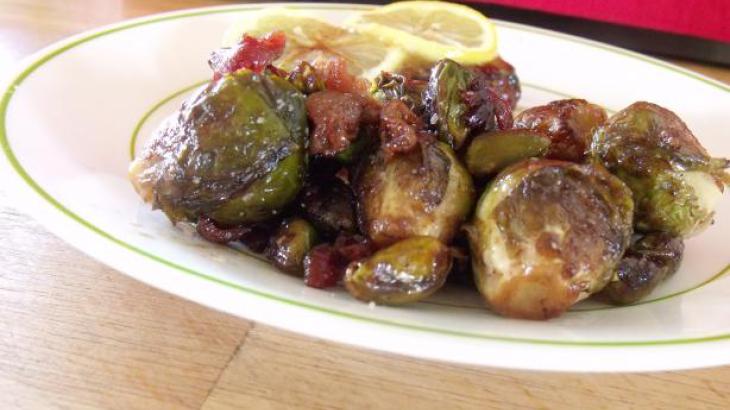 Tom's Brussels Sprouts With Bacon, Pistachios and Balsamic Vinegar