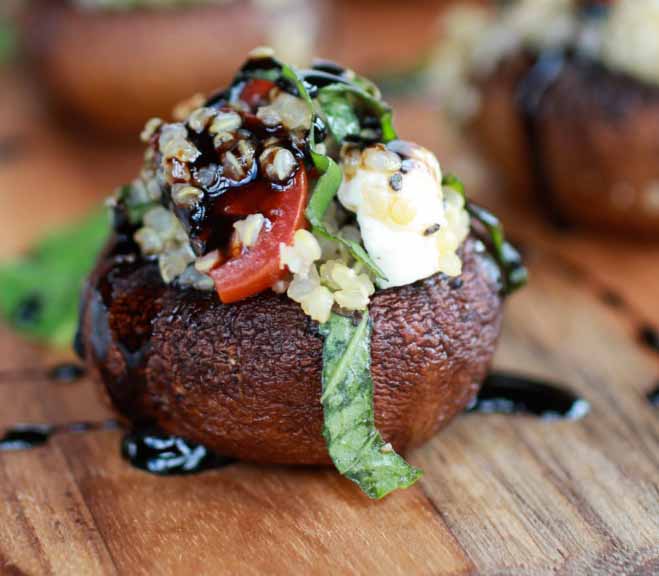 Tom's Caprese Quinoa Stuffed Mushrooms