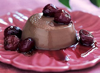 Tom's Chocolate Panna Cotta with Port-Balsamic Cherries