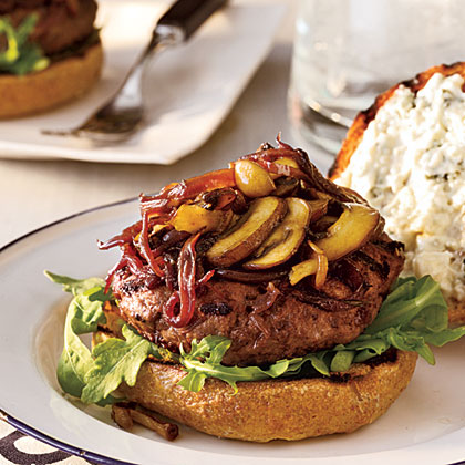 Tom's Cabernet Balsamic Burgers with Sautéed Mushrooms & Onions