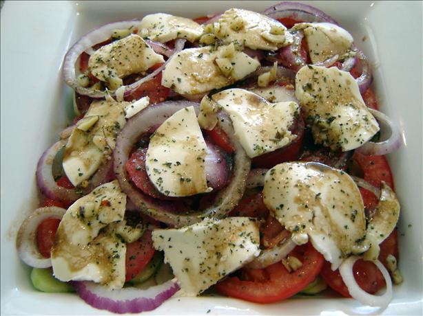 Tomato-Cucumber Stack w/ Fresh Mozzarella