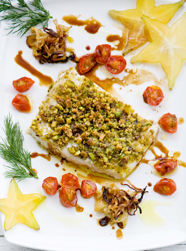 Tom's Pistachio-Crusted Halibut with Fennel Balsamic