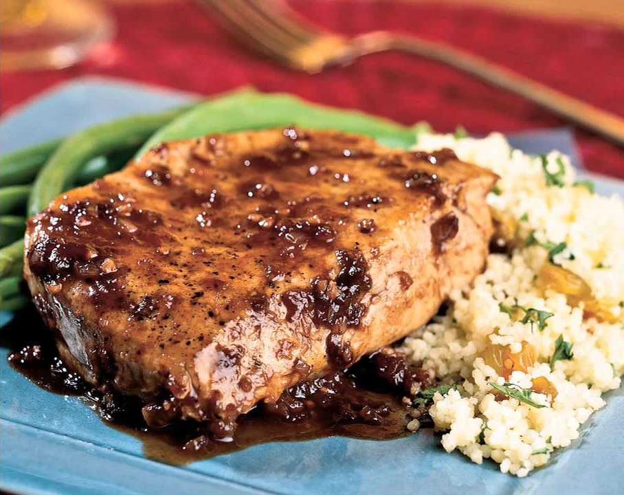 Balsamic Plum Glazed Pork Chops