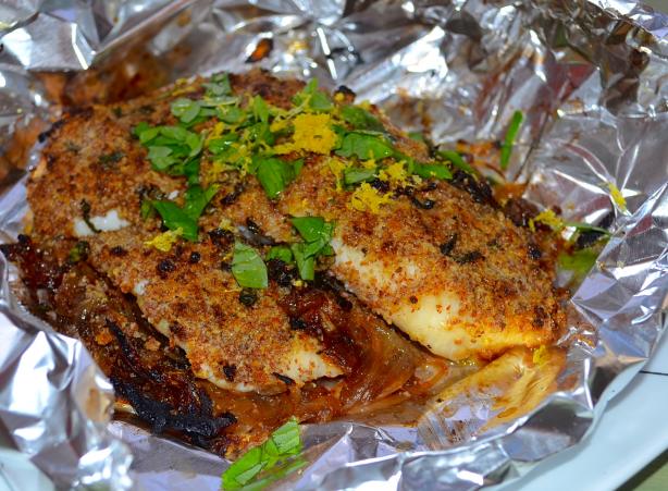 Almond Crusted Tilapia With Caramelized Onions